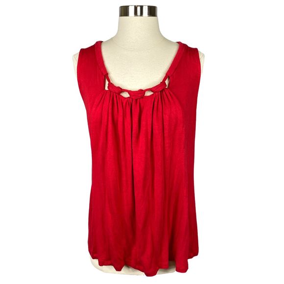 Spring & Mercer Red Knotted Sleeveless Top - Size Medium - Picture 1 of 4